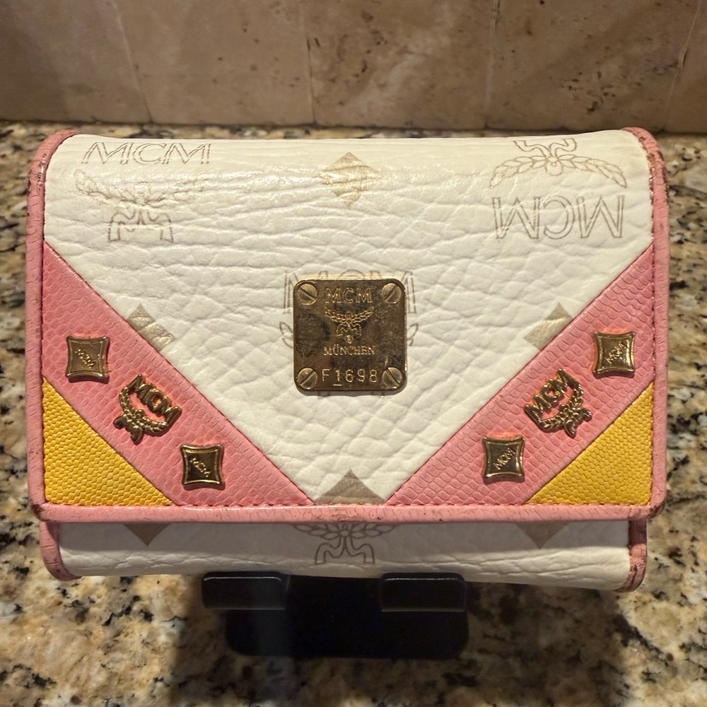 MCM Tri-Color Wallet with Gold Accents